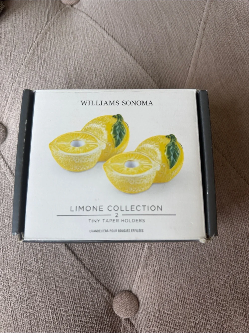 Williams Sonoma Limone Collection Yellow Lemon Tiny Taper Holders